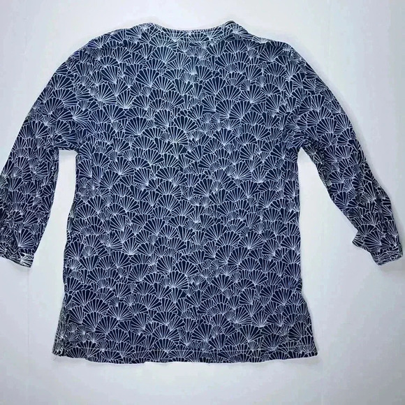 Talbots Floral 100% Cotton Blue Blouse Women’s Size Medium - Picture 3 of 3